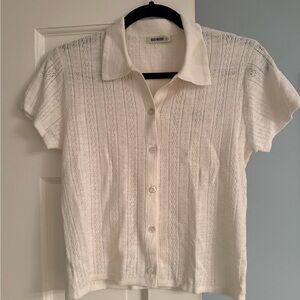 Buck Mason Cream Button-Down Knit Shirt